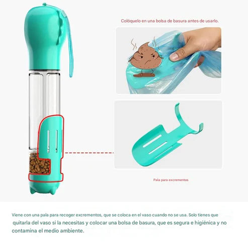 BOTELLA PÓRTATIL 4 EN 1 MULTIFUNCIONAL PARA MASCOTAS